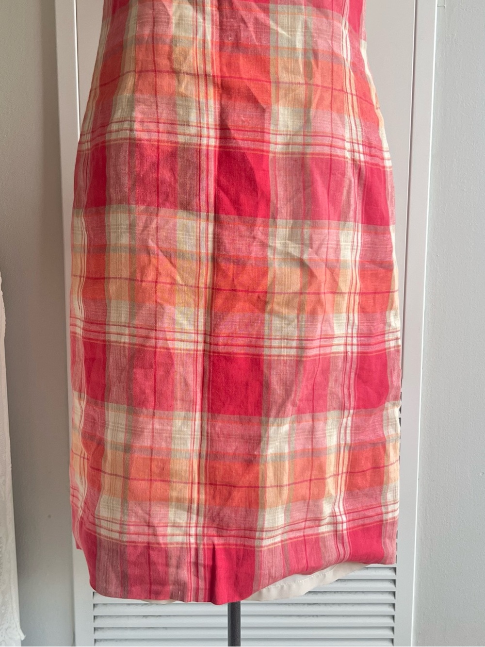 Vintage Jones New York linen pink plaid midi dress - Picture 4 of 10
